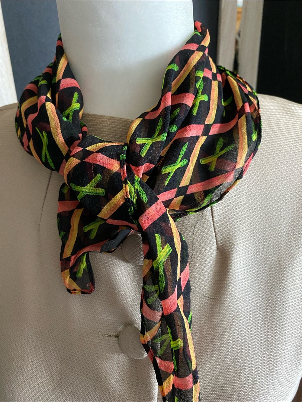 Nick and Nora Playful Asparagus Vintage Silk Scarf